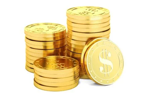 Gold dollar coins, 3D rendering Stock Illustration