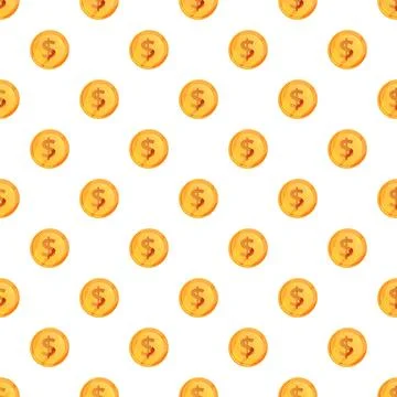 Gold dollar coins creating repeating money pattern background Stock Illustration