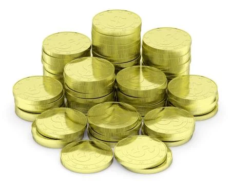 Gold dollar coins stack isolated on white Stock-Illustration
