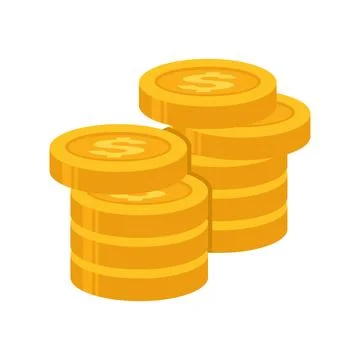 Gold Dollar Coins Stack Vector Illustration for Finance and Business Concept Stock Illustration