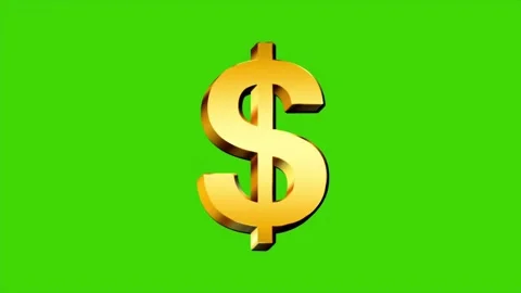 Gold dollar currency sign rotating on green screen Stock Footage 314890084