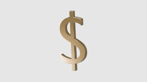 Gold Dollar Currency Symbol Floating on Transparent Background Stock Footage 346710808
