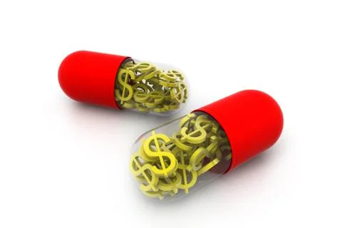 Gold dollar inside the pill Stock Illustration