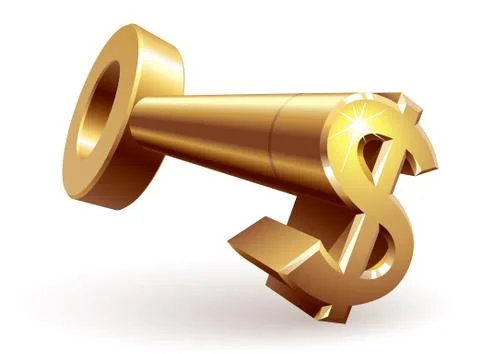 Gold dollar key Stock-Illustration