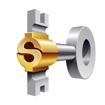 Gold dollar key Illustrazione stock