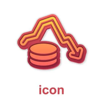 Gold Dollar rate decrease icon isolated on white background. Cost reduction 库存插图