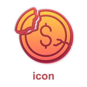 Gold Dollar rate decrease icon isolated on white background. Cost reduction Stock Illustration