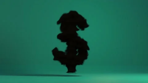 Gold dollar sign going up in smoke, 4K Video stock 220824549