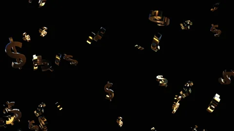 Gold dollar sign particle loop animation Видео 160946328
