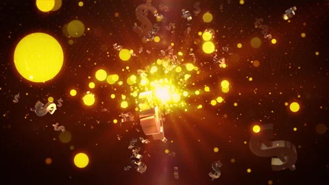 Gold dollar sign particle loop animation Stock Footage 171893555