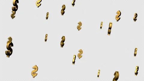 Gold Dollar Signs Raining over Transparent Background Video stock 190020553