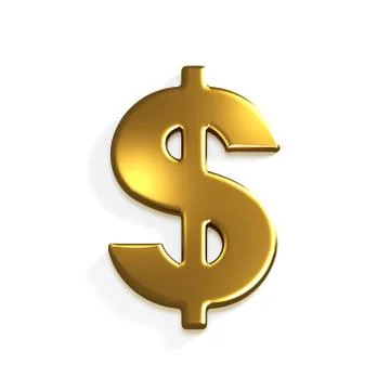Gold Dollar Symbol. 3D Rendering Illustration Stock Illustration