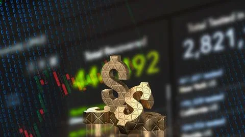 The gold dollar symbol on chart background for business concept 3d rendering Stock Illustration