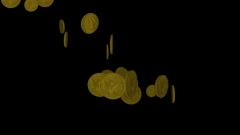 Gold dollars bounce to the ground Stock Footage 259892427