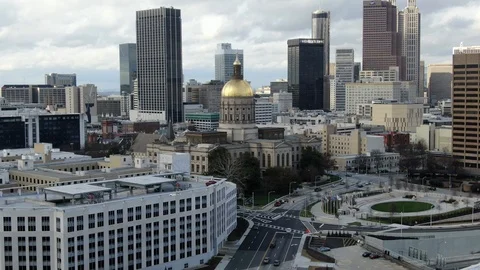 Gold dome of the Georgia State Capitol in the city of Atlanta, Georgia Stock-Footage 104044964