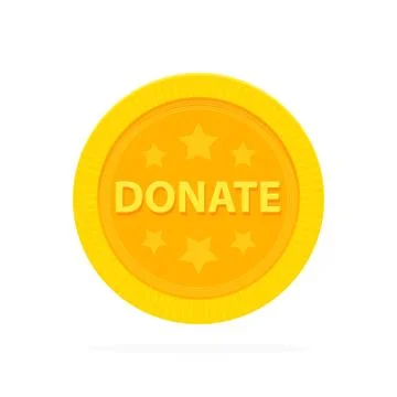 Gold donate sign coin in flat style. Vector illustration Stockillustratie