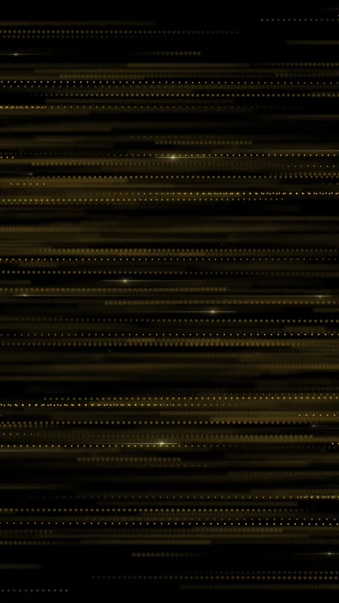 Gold dotted light lines background with horizontal glowing streaks, black luxury Stock Footage 340551548