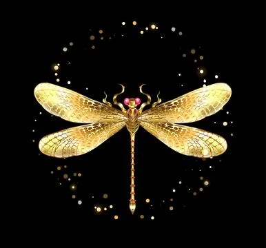 Gold dragonfly Stock Illustration