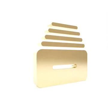 Gold Drawer with documents icon isolated on white background. Archive papers  Stock Illustration