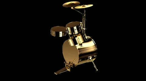 Gold drum kit Stock Footage 10899427