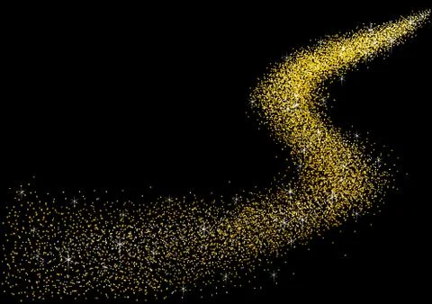 Gold dust on black background Stock Illustration