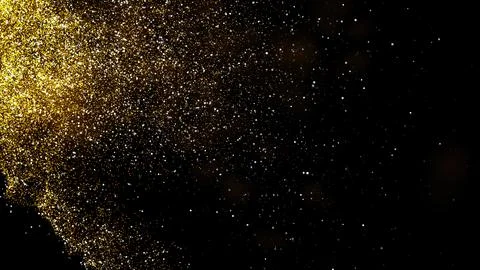 Gold dust blown away by the wind and scattered. 3d illustration of gold par.. Stock Illustration