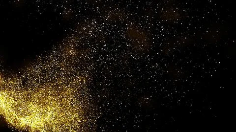 Gold dust blown away by the wind and scattered. 3d illustration of gold par.. Stock Illustration