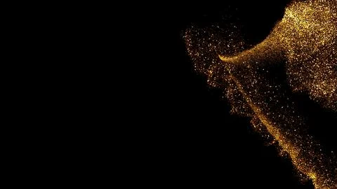 Gold dust blown away by the wind and scattered. 3d illustration of gold par.. Stock Illustration