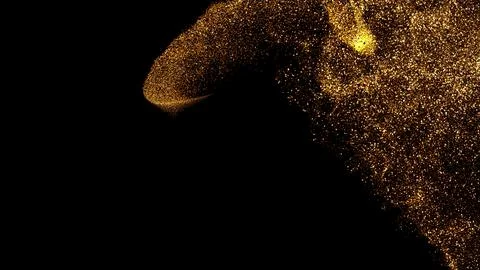 Gold dust blown away by the wind and scattered. 3d illustration of gold par.. Stock Illustration