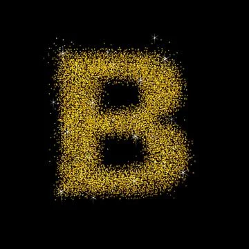 Gold dust font type letter B Stock Illustration