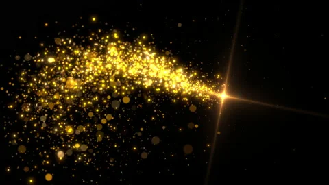 Gold dust light particles trail Video stock 233493158