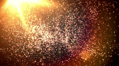 Gold Dust Loop - Particles flying in the Wind with a Sunny Background Flare Stock Footage 60967749