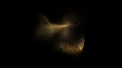 Gold dust particles on black isolated background. Turbulent motion of gold .. Stock Footage 288609745