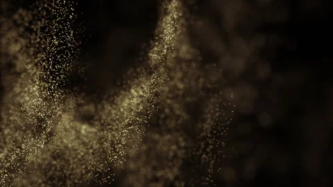 Gold dust particles fly in slow motion in the air lingering slowly. Stock Footage 145852891