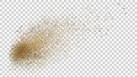 Gold Dust Sand Sweep Explosion Transparent PNG Overlay Isolated on White Backgro Illustrazione stock