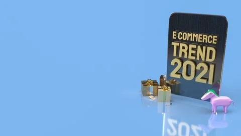 The gold e commerce front tablet for online marketing 3d rendering. Ilustração Stock