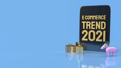 The gold e commerce front tablet for online marketing 3d rendering. Stock Illustration
