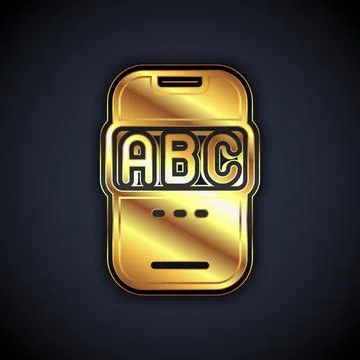 Gold E-learning of different foreign languages through the mobile application Illustrazione stock