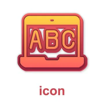 Gold E-learning of different foreign languages icon isolated on white background Stock Illustration