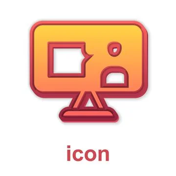 Gold E-learning of different foreign languages icon isolated on white backg.. Stock Illustration