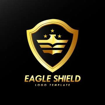 Gold eagle shield logo template design Stock Illustration