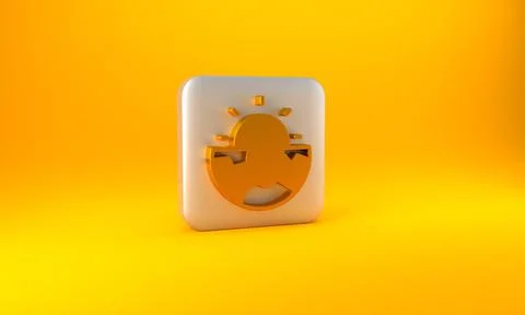 Gold Earth core structure crust icon isolated on yellow background. Silver sq Illustrazione stock