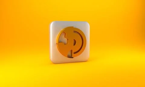 Gold Earth core structure crust icon isolated on yellow background. Silver sq 스톡 일러스트