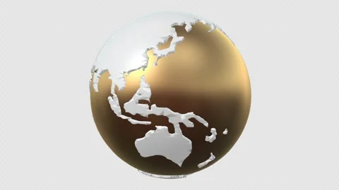 Gold Earth Globe Loop With Alpha Channel Video stock 346742044