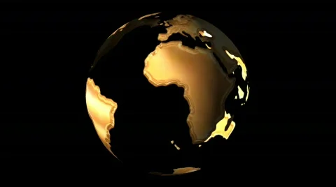 Gold earth globe rotating - digital animation Stock Footage 124541