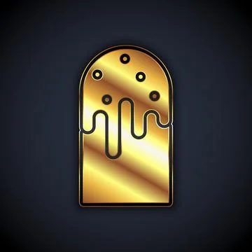 Gold Easter cake icon isolated on black background. Happy Easter. Vector Illustrazione stock