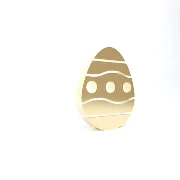 Gold Easter egg icon isolated on white background. Happy Easter. 3d illustrat 스톡 일러스트