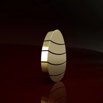 Gold Easter egg icon isolated on brown background. Happy Easter. Minimalism c Stock Illustration