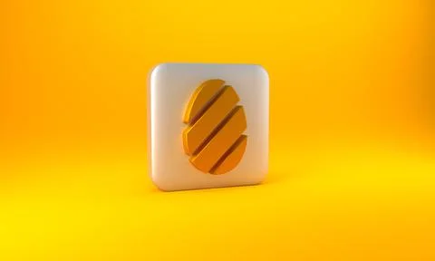 Gold Easter egg icon isolated on yellow background. Happy Easter. Silver square 스톡 일러스트