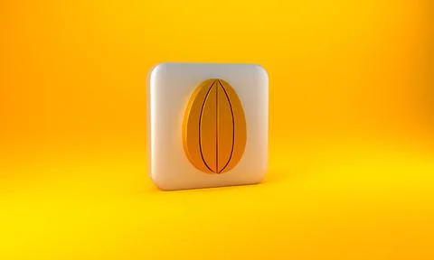 Gold Easter egg icon isolated on yellow background. Happy Easter. Silver square イラスト素材